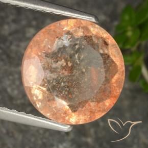 Pietra solare Arancione chiaro naturale da 3.19 ct, Rotondo, Trasparente