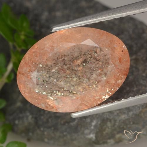 5.54ct Naturale Medium Light-Orange Pietra solare, Ovale, Traslucido
