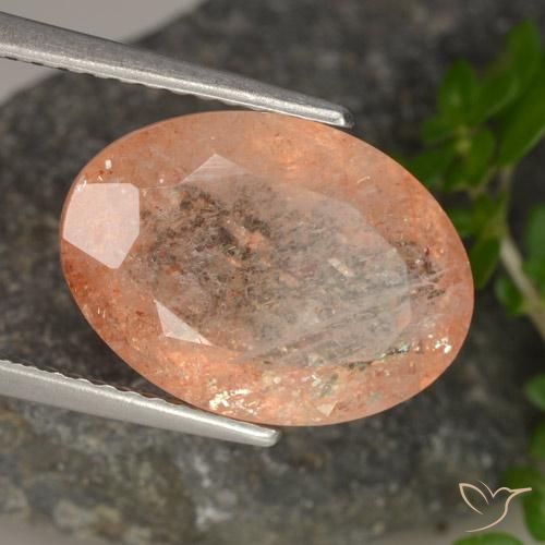 Pietra solare Medium Light-Orange naturale da 5.54 ct, Ovale, Traslucido