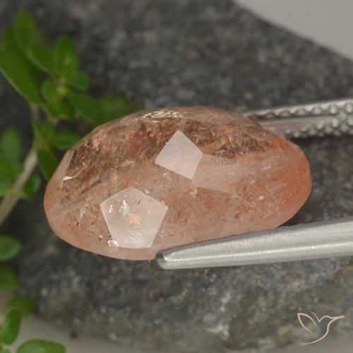 Pietra solare Medium Light-Orange naturale da 5.54 ct, Ovale, Traslucido