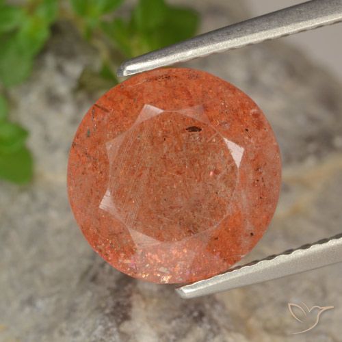 3.81ct Naturale Arancio Medio Pietra solare, Rotondo, Traslucido