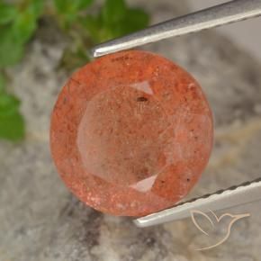 Pietra solare Arancio Medio naturale da 3.81 ct, Rotondo, Traslucido