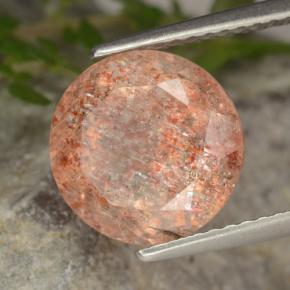 Pietra solare Arancione rossastra naturale da 4.25 ct, Taglio rotondo, Traslucido