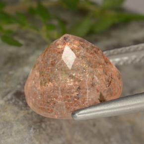 Pietra solare Arancione rossastra naturale da 4.25 ct, Taglio rotondo, Traslucido