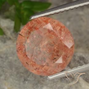 Pietra solare Arancione rossastra naturale da 3.73 ct, Rotondo, Traslucido