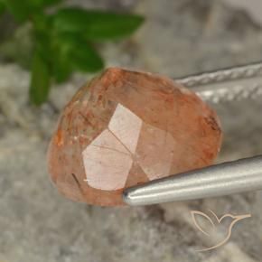 Pietra solare Arancione rossastra naturale da 3.73 ct, Rotondo, Traslucido