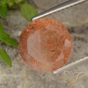 Pietra solare Arancio Medio naturale da 3.20 ct, Rotondo, Traslucido