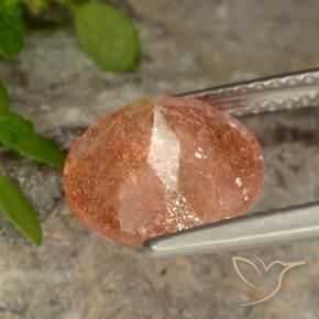 Pietra solare Arancio Medio naturale da 3.20 ct, Rotondo, Traslucido