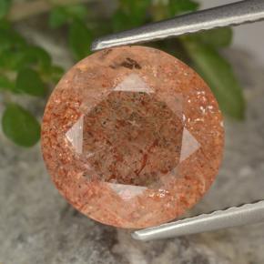 Pietra solare Arancione naturale da 3.99 ct, Taglio rotondo, Traslucido