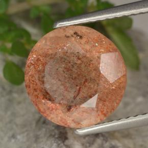 Pietra solare Arancione naturale da 3.99 ct, Taglio rotondo, Traslucido