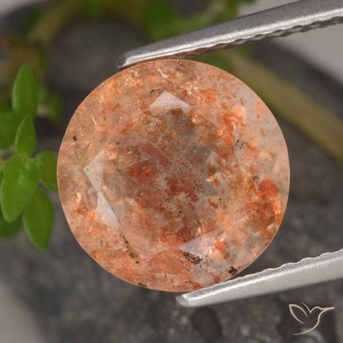 3.72ct Naturale Arancio medio-chiaro Pietra solare, Rotondo, Traslucido