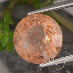 Pietra solare Arancio medio-chiaro naturale da 3.72 ct, Rotondo, Traslucido