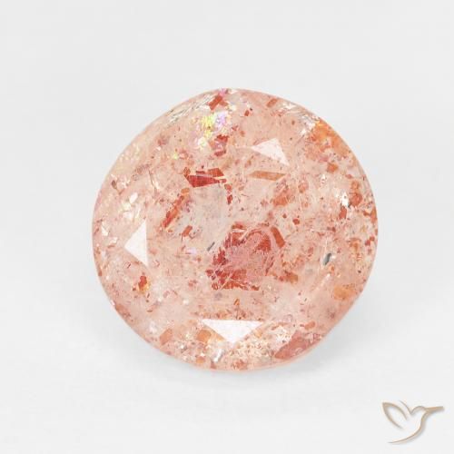 3.45ct Naturale Light Grapefruit Pink Pietra solare, Rotondo, Trasparente