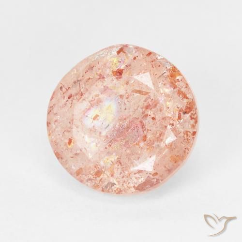 Pietra solare Light Grapefruit Pink naturale da 3.45 ct, Rotondo, Trasparente