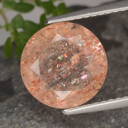 Pietra solare Arancione chiaro naturale da 3.06 ct, Taglio rotondo, Traslucido