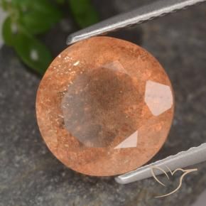 Pietra solare Arancio Medio naturale da 3.36 ct, Rotondo, Traslucido