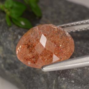 Pietra solare Arancione rossastra naturale da 3.32 ct, Taglio rotondo, Traslucido