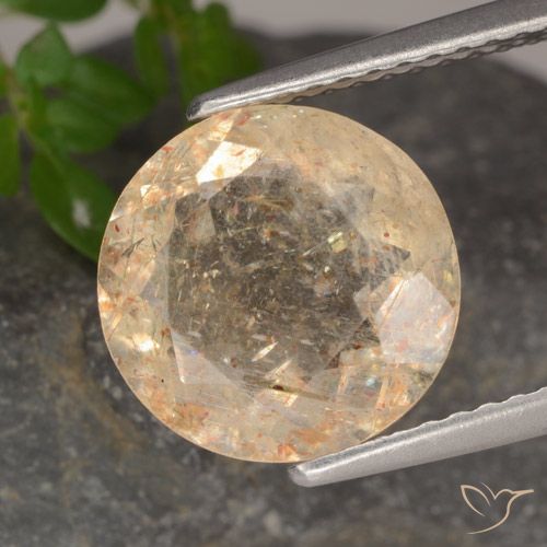 3.49ct Naturale Cantalupo Arancia Pietra solare, Rotondo, Trasparente