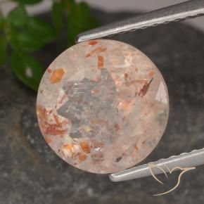 Pietra solare Pesca naturale da 3.38 ct, Rotondo, Trasparente