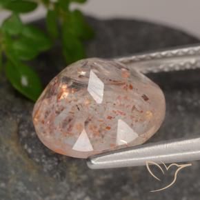 Pietra solare Pesca naturale da 3.38 ct, Rotondo, Trasparente