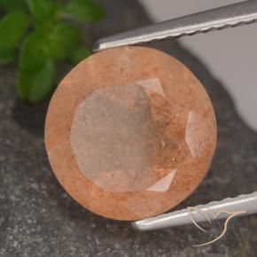 Pietra solare Arancione chiaro naturale da 3.41 ct, Rotondo, Traslucido