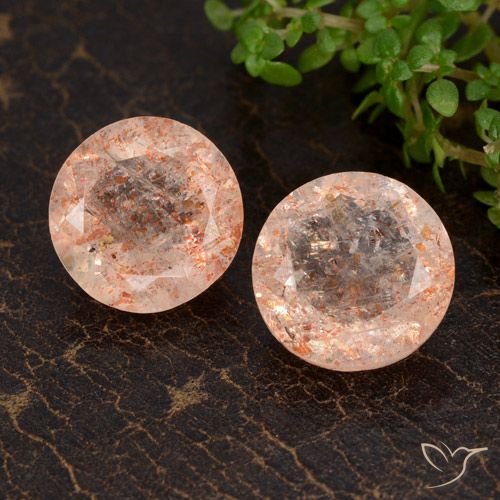 7.09ctw Naturale Arancione chiaro Pietra solare, Rotondo, Trasparente
