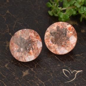 Gemme di Pietra solare Pesca naturale da 6.34 ct, Rotondo, Trasparente