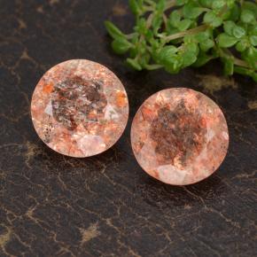 Pietra del sole naturale arancione da 5,73 ct, taglio rotondo, trasparente