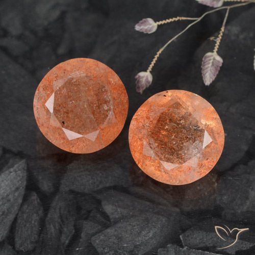 5.89ctw Naturale Arancione rossastra Pietra solare, Rotondo, Traslucido