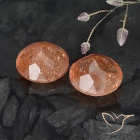 Gemme di Pietra solare Arancione rossastra naturale da 5.89 ct, Rotondo, Traslucido