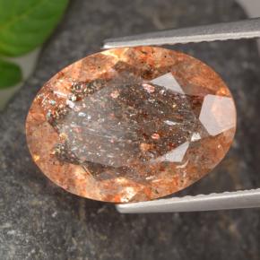 Pietra solare zenzero arancia naturale da 4.17 ct, Taglio ovale, Trasparente