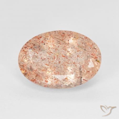 5.74ct Naturale Pesca Pietra solare, Ovale, Trasparente