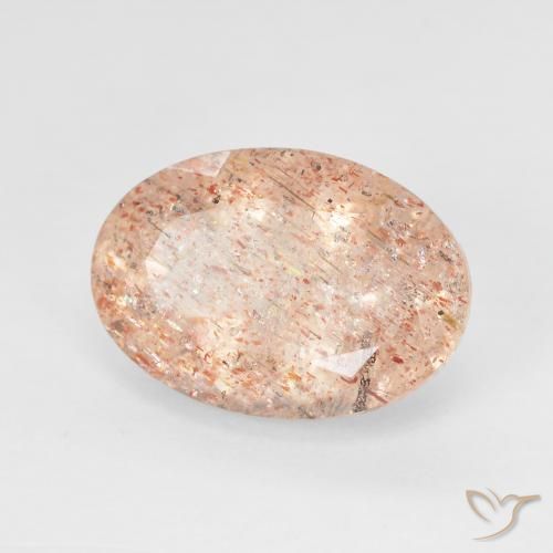 Pietra solare Pesca naturale da 5.74 ct, Ovale, Trasparente