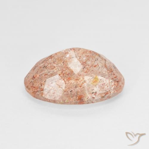 Pietra solare Pesca naturale da 5.74 ct, Ovale, Trasparente
