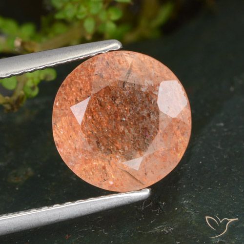 3.39ct Naturale zenzero arancia Pietra solare, Rotondo, Trasparente