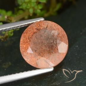 Pietra solare zenzero arancia naturale da 3.39 ct, Rotondo, Trasparente