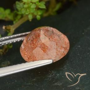 Pietra solare zenzero arancia naturale da 3.39 ct, Rotondo, Trasparente