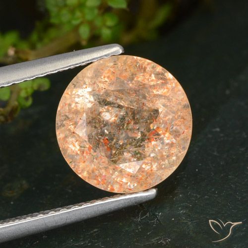 3.56ct Naturale Arancione chiaro Pietra solare, Rotondo, Trasparente