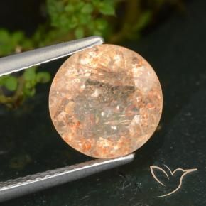 Pietra solare Arancione chiaro naturale da 3.56 ct, Rotondo, Trasparente