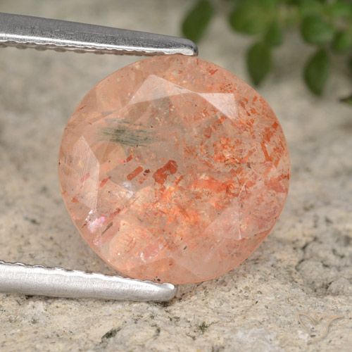 3.21ct Naturale zenzero arancia Pietra solare, Rotondo, Traslucido
