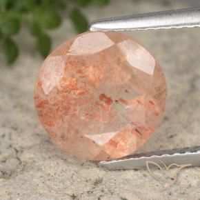 Pietra solare zenzero arancia naturale da 3.21 ct, Rotondo, Traslucido