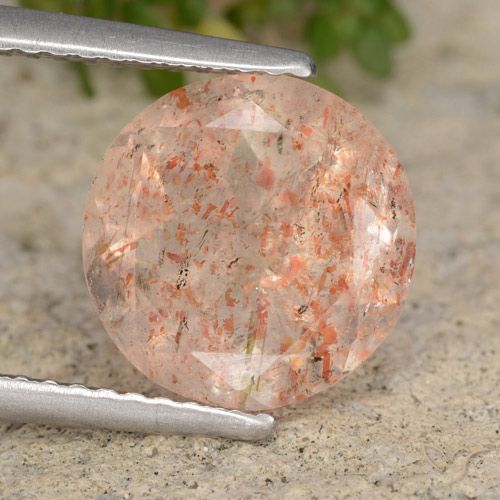 3.52ct Naturale Pesca Pietra solare, Rotondo, Trasparente