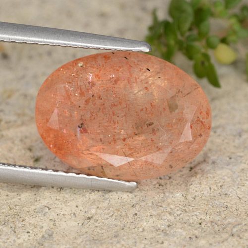 5.97ct Naturale Arancione rossastra Pietra solare, Ovale, Traslucido