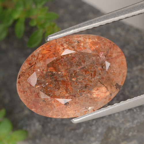 Pietra del sole naturale arancione da 5,87 ct, taglio ovale, traslucido