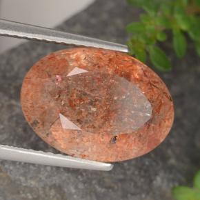 Pietra del sole naturale arancione da 5,87 ct, taglio ovale, traslucido