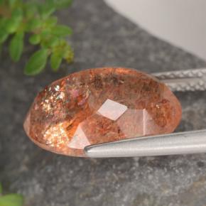 Pietra del sole naturale arancione da 5,87 ct, taglio ovale, traslucido