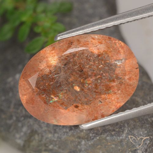 4.88ct Naturale Arancione rossastra Pietra solare, Ovale, Traslucido