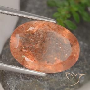 Pietra solare Arancione rossastra naturale da 4.88 ct, Ovale, Traslucido