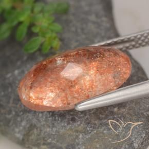 Pietra solare Arancione rossastra naturale da 4.88 ct, Ovale, Traslucido
