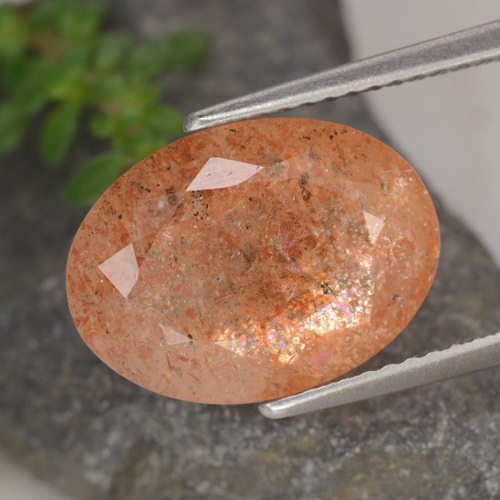 Pietra del sole naturale arancione da 6,17 ct, taglio ovale, traslucido
